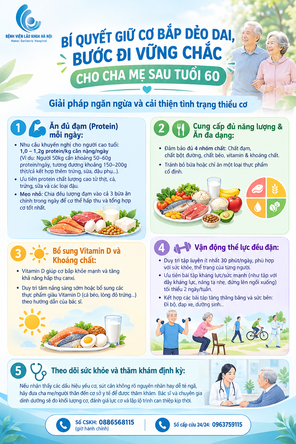 BÍ QUYẾT GIỮ CƠ BẮP DẺO DAI, BƯỚC ĐI VỮNG CHẮC CHO CHA MẸ SAU TUỔI 60